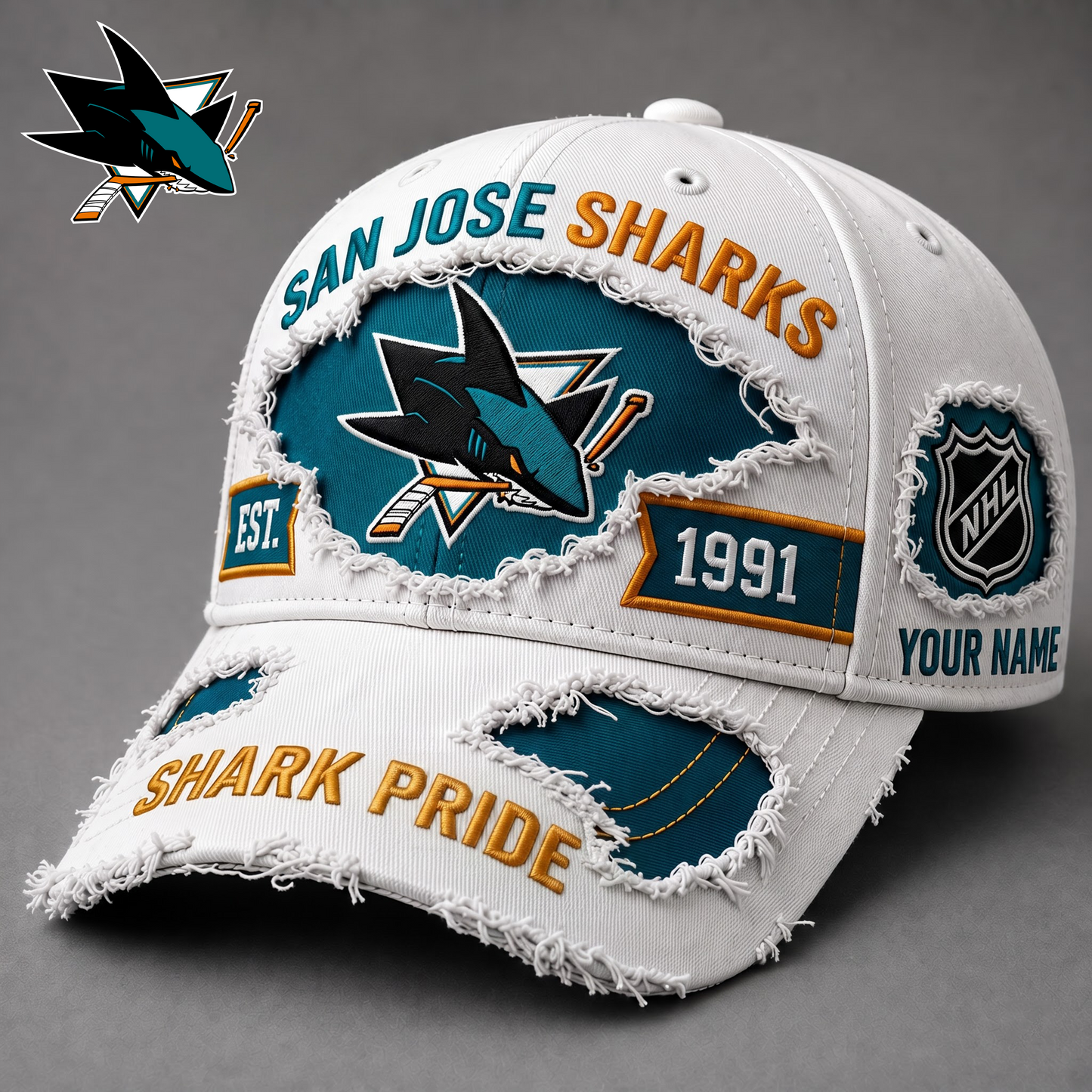 PREMIUM NHL X SJS EXCLUSIVE PERSONALIZED CAP FOR GAME DAY