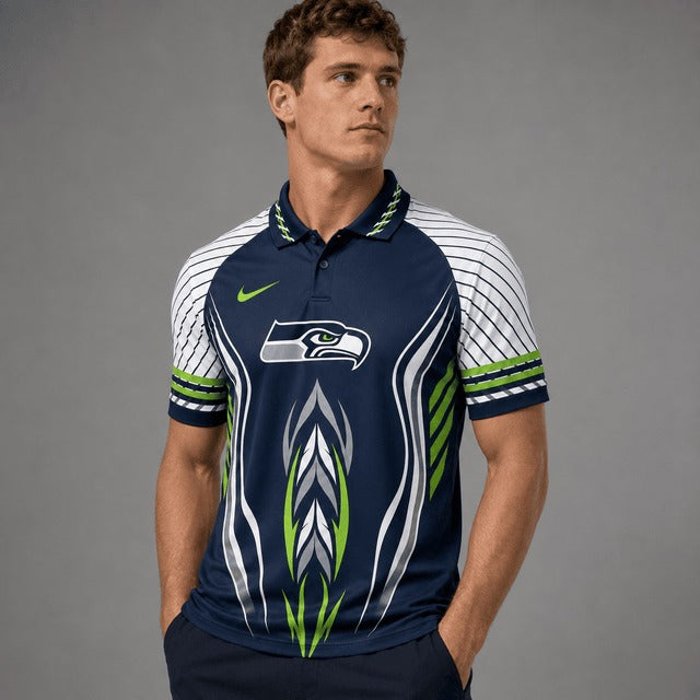 SS Premium NFL Flame Stripe Athletic Polo Shirt