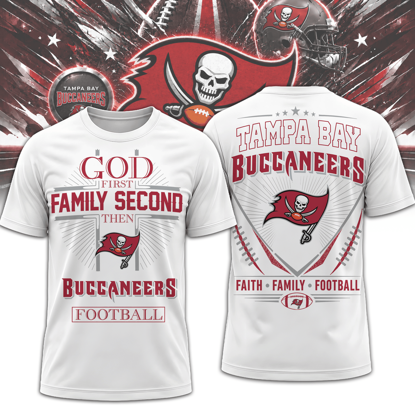 TB x NFL Faith, Family, Football 3D Shirt