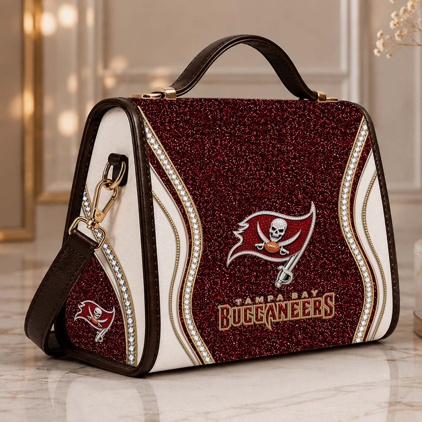 TB x NFL Glitter Leather Handbag
