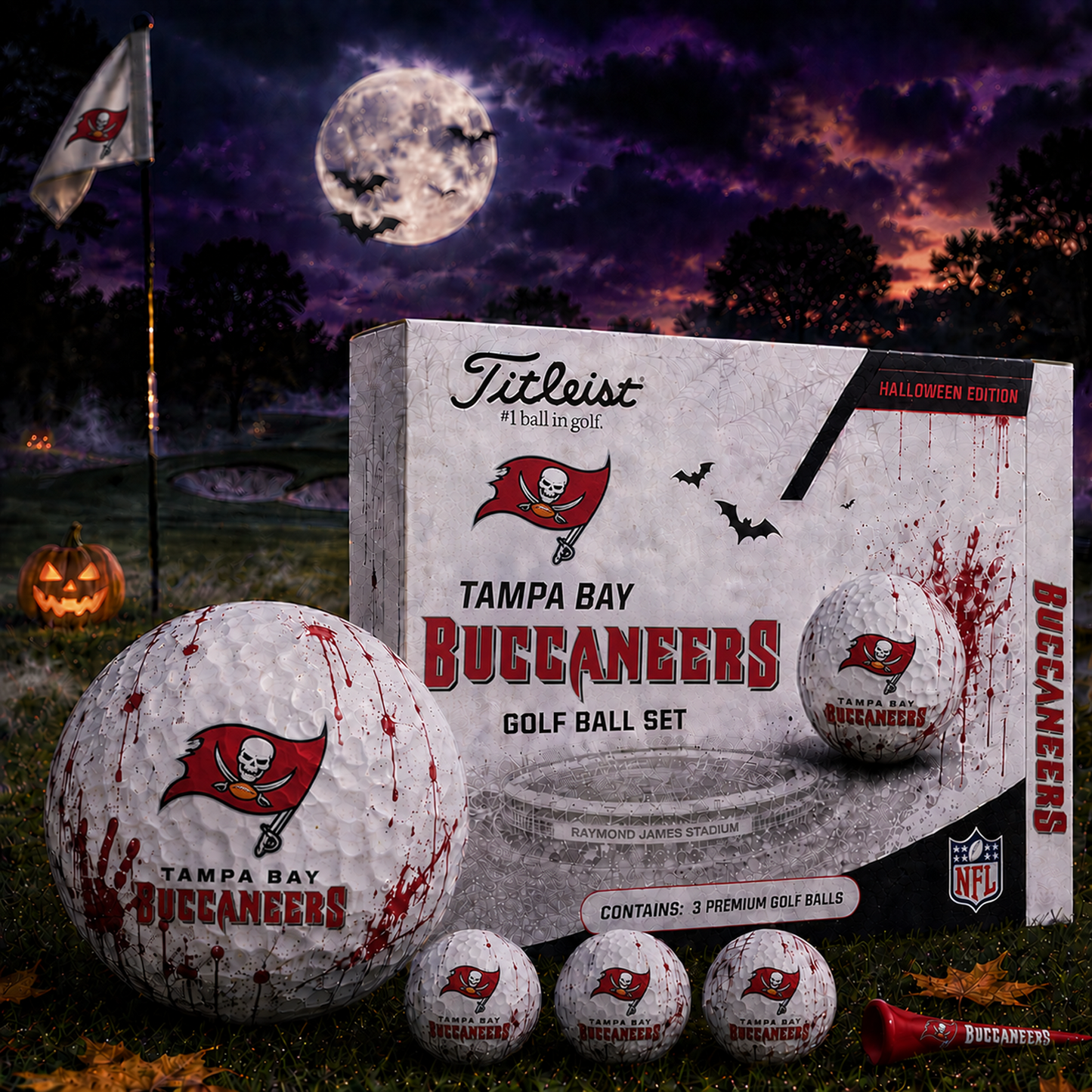 TB x NFL Halloween Edition Golf Ball Set  3 Premium Golf Balls