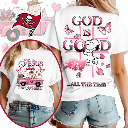 TB x NFL Jesus Take The Wheel God Is Good 3D Shirt