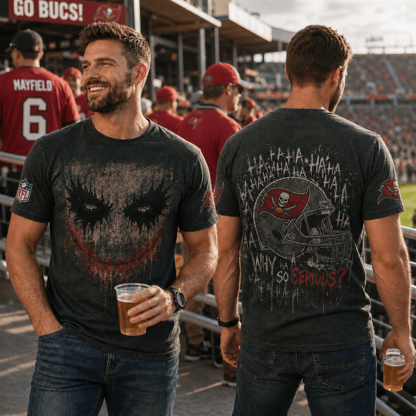 TB x NFL Premium Joker 3D T-Shirt For Football Fans Loving Dark Aesthetic