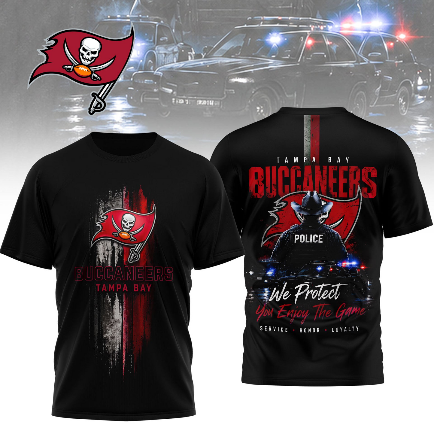 TB x NFL Premium Police Tribute Team 3D Shirt