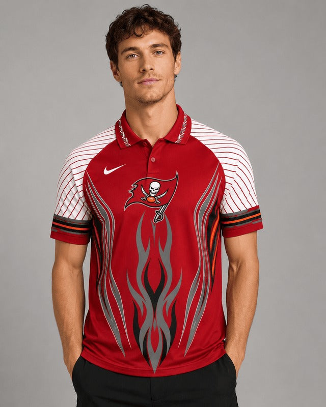 TBB Premium NFL Flame Stripe Athletic Polo Shirt