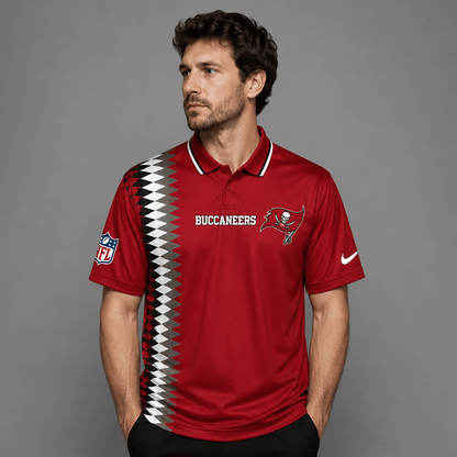 TBB Premium NFL Men’s Sporty Zigzag Stripe Polo Shirt