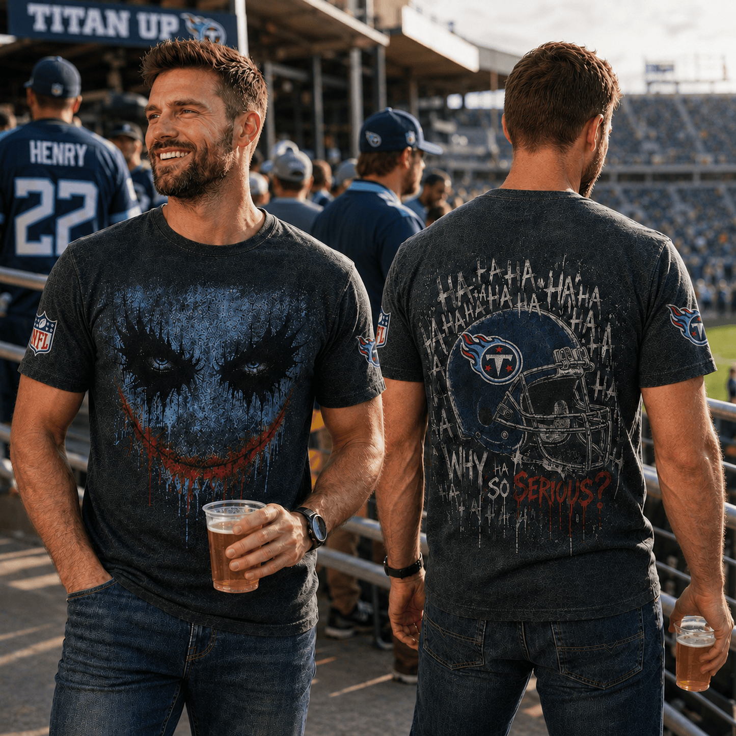 TEN x NFL Premium Joker 3D T-Shirt For Football Fans Loving Dark Aesthetic