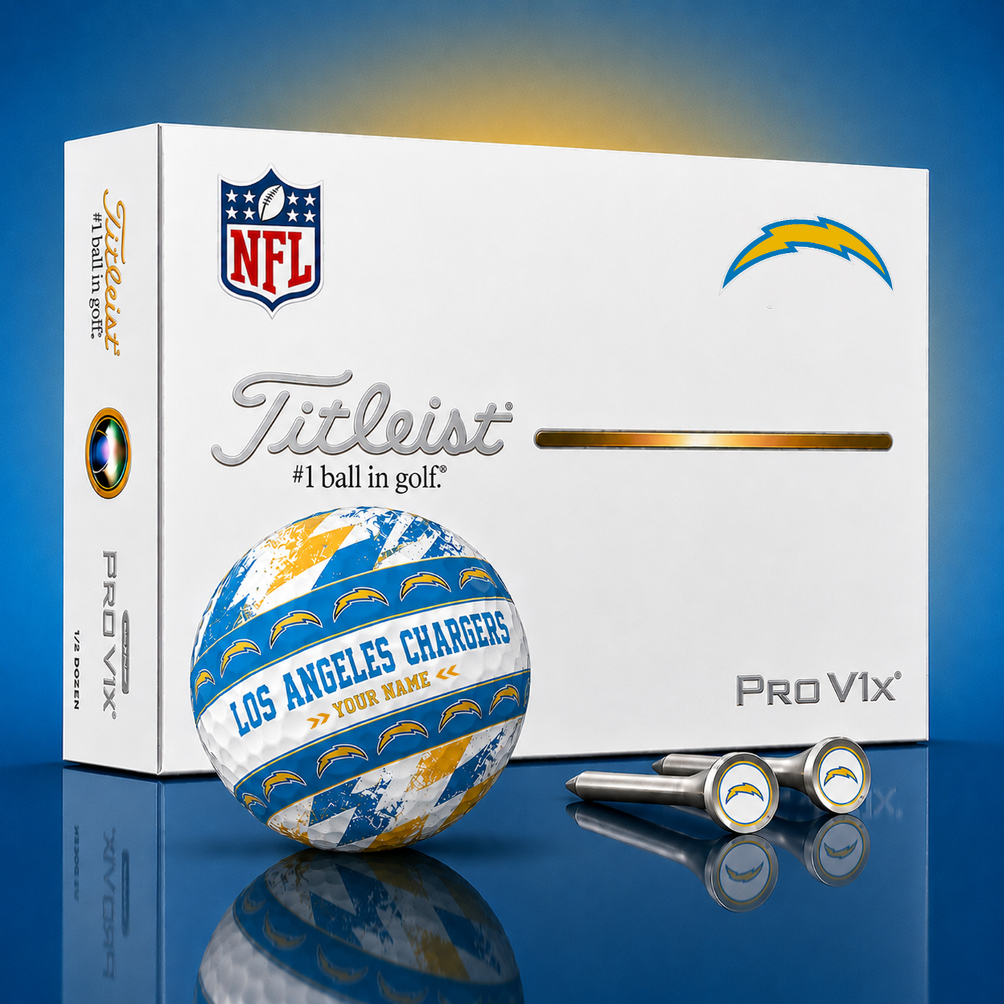 Titleist X Premium NFL LAC PERSONALIZED GOLF BALL LIMITED EDITION
