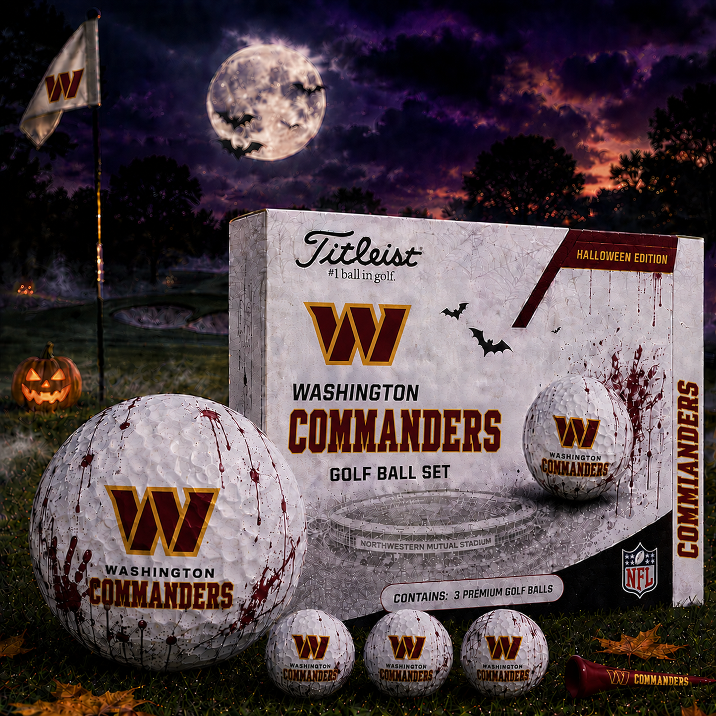 WAS x NFL Halloween Edition Golf Ball Set  3 Premium Golf Balls