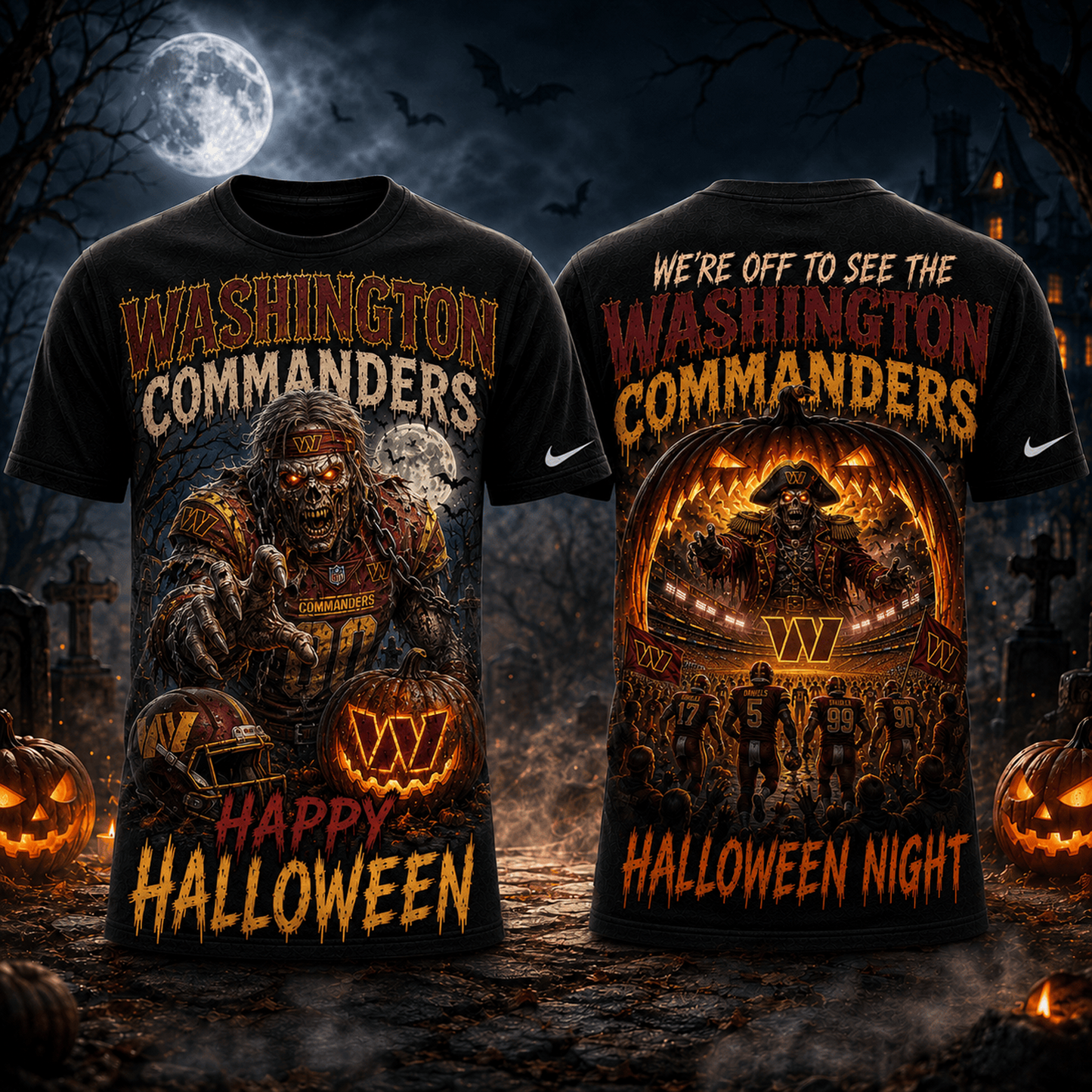 WAS x NFL Halloween Game Day 3D Shirt