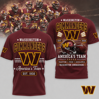WAS x NFL Premium Team Tradition Pride 3D Shirt