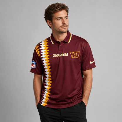 WC Premium NFL Men’s Sporty Zigzag Stripe Polo Shirt